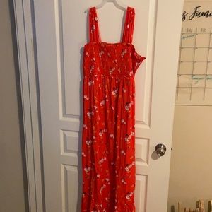 Red floral maternity dress